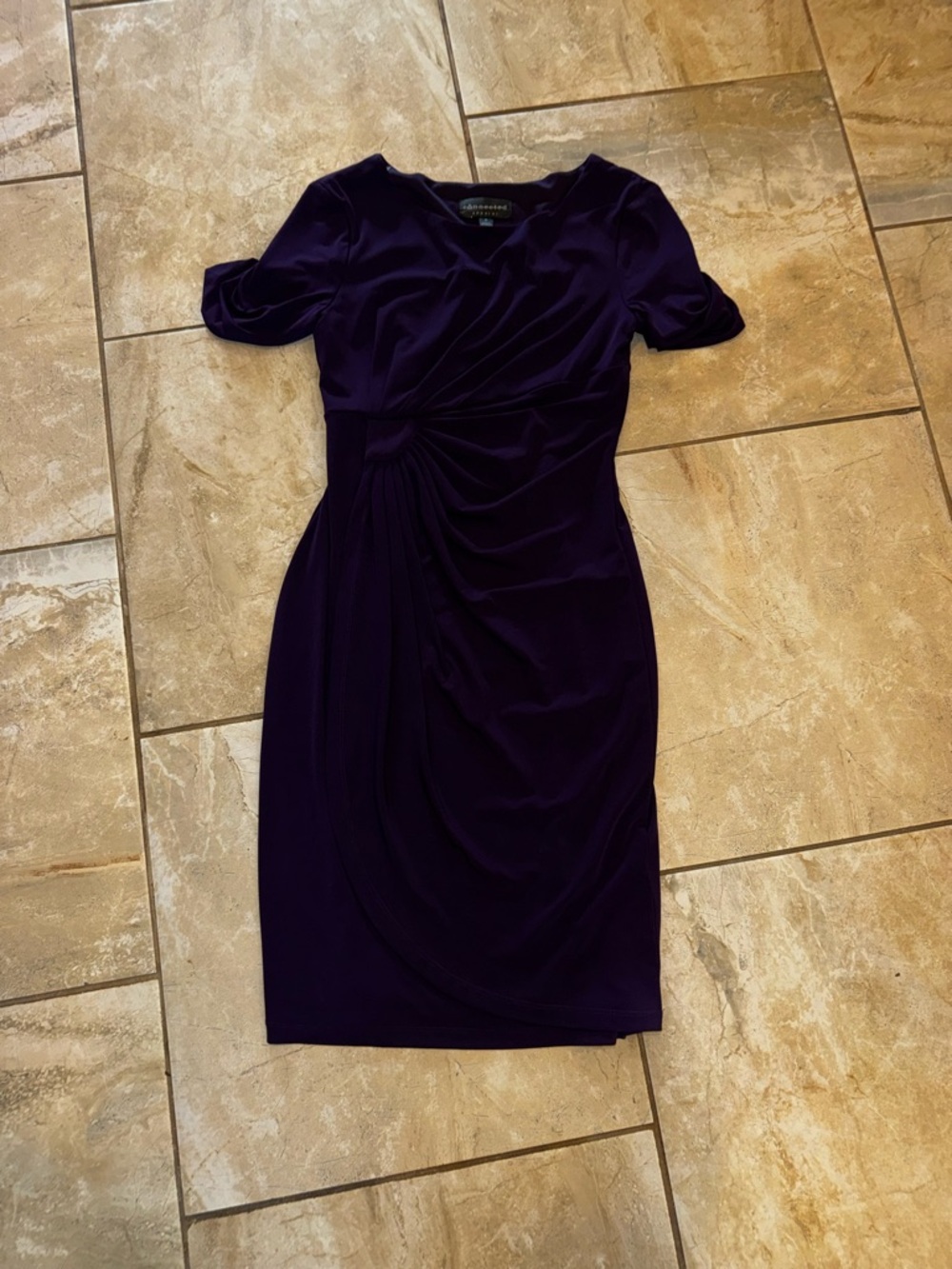 connected apparel Deep Purple Knot-Front Midi Dress